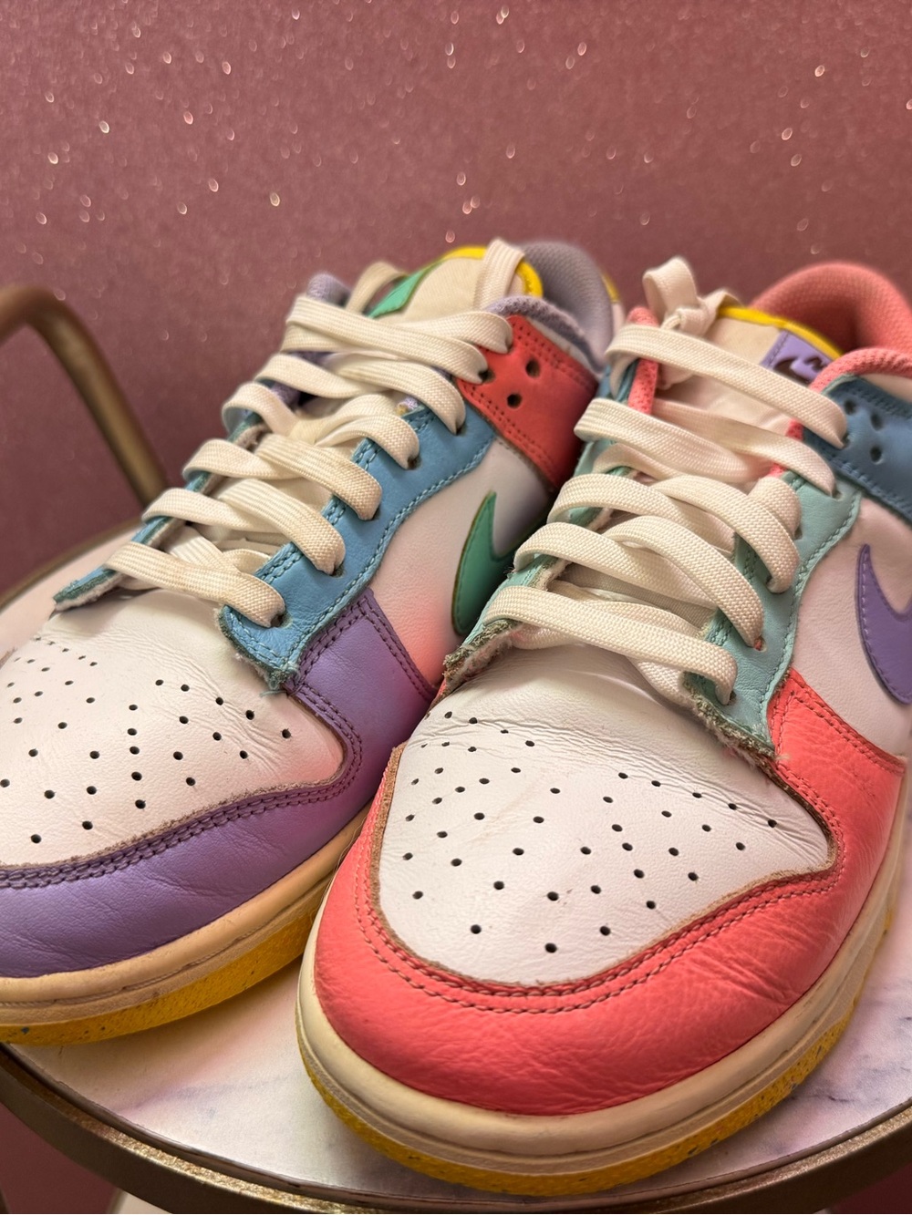 Nike Pastel Pink, Blue, and Purple Dunks Sneakers